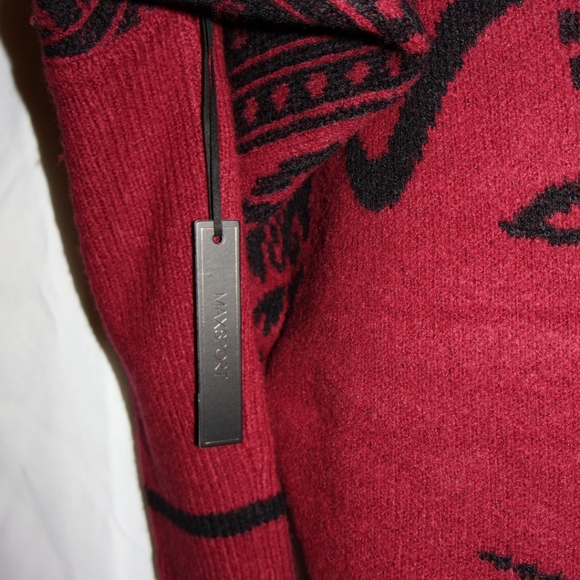 Maxsport Burgundy/Black Patterned Open Front Cardigan. Small/Medium Size. NWT. - Picture 11 of 11